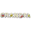 This image shows a long, horizontal floral display spelling out "GRANDPA" in solid, three-dimensional letters built from fresh, snow-white chrysanthemums. Each block capital is closely packed with blooms, so the surface is completely covered in soft petals that look cushioned and serene, suggesting comfort at a time of loss. The letters are aligned in a straight row on dark green metal bars that provide discreet support without disturbing the clean lines of the design. Around the base of every letter, a band of pale lavender ribbon glows softly, its cool lilac tone delicately outlining the word and adding a gentle, contemporary touch that would feel at home in a Lower Clapton memorial setting. The pure white background keeps the focus firmly on the craftsmanship and flowers. Four accent sprays introduce colour and sentiment. On the "G" and "D," rich crimson anthuriums with glossy, heart-shaped petals and bright yellow spadices are nestled among deep green leaves, their bold, sculptural shapes catching the eye and hinting at strong, enduring love. On the first and last "A," sprays of lime-green orchids, with slender petals and lightly marked centres, are arranged amid lush greenery, their fresh tones echoing the parks and tree-lined avenues around Hackney Downs. The tribute feels both peaceful and profoundly personal, like a gentle conversation shared between generations. Created by a skilled florist serving the Lower Clapton community, this "GRANDPA" arrangement would be a meaningful choice for a funeral, wake, or cremation service, offering family members a beautifully composed way to say farewell to a beloved grandfather.